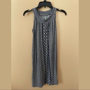 Navy blue and white dress with flowers